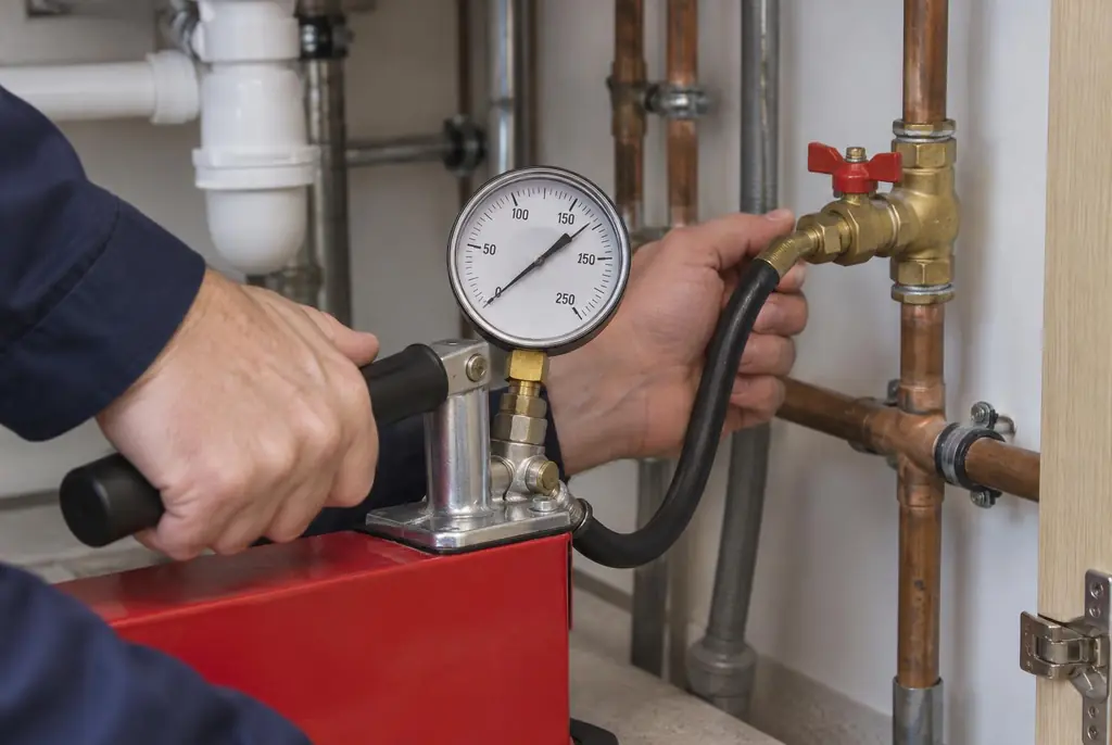 Lekdetectie Heerhugowaard – druktest op een waterleiding met een manometer