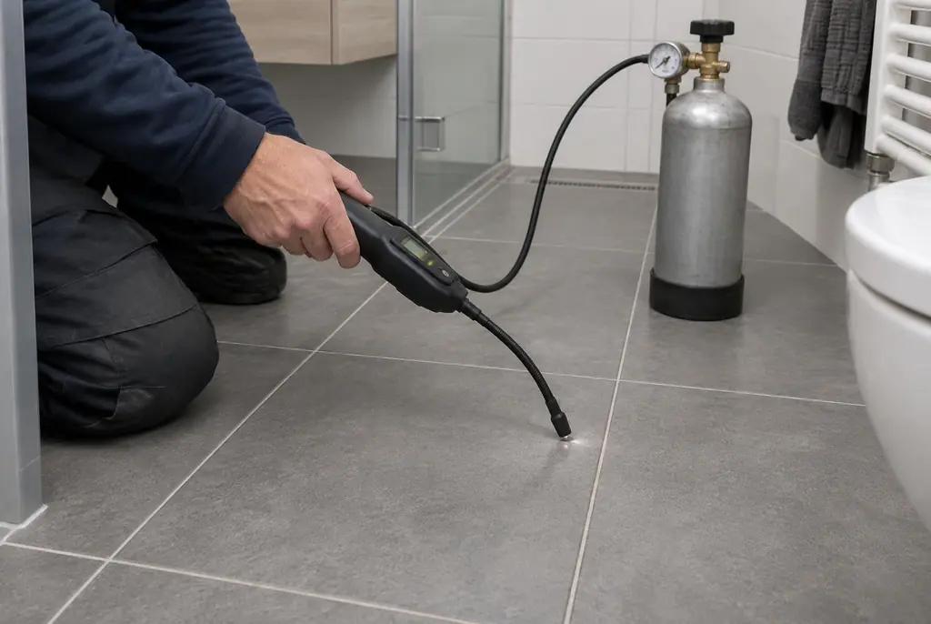 Lekdetectie Heerhugowaard – technicus spoort met tracergas een lekkage op in de vloer