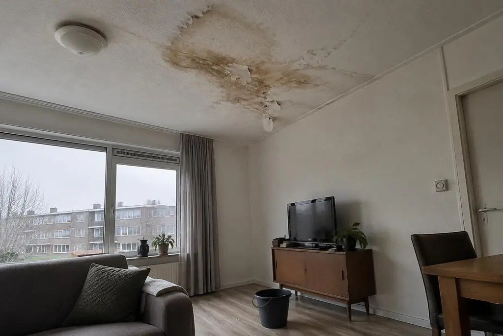 Lekdetectie Heerhugowaard – vochtplek op het plafond onder een badkamer